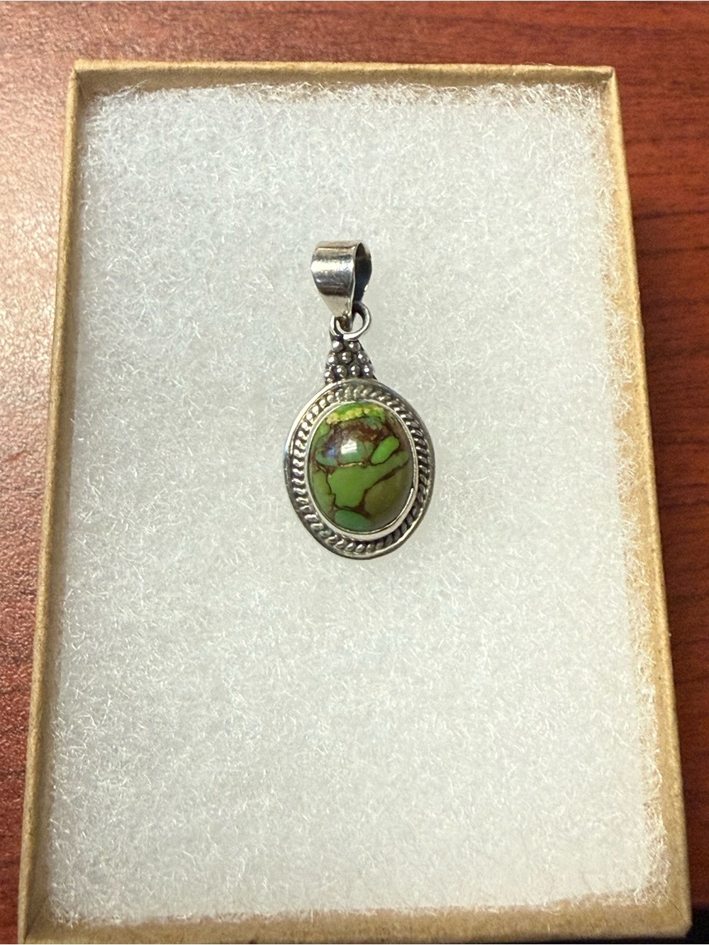 Handmade Sterling Silver Green Turquoise Pendant